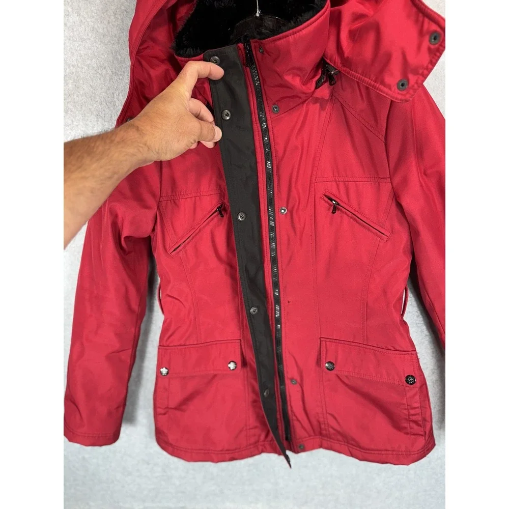Jessica Simpson Jacket Womens Small Hooded Quilted Parka Faux‎ Fur Winter Coat